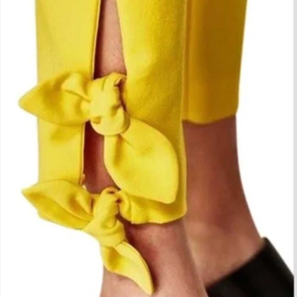 Zara Basic Solid Yellow High Waisted Straight Leg… - image 2